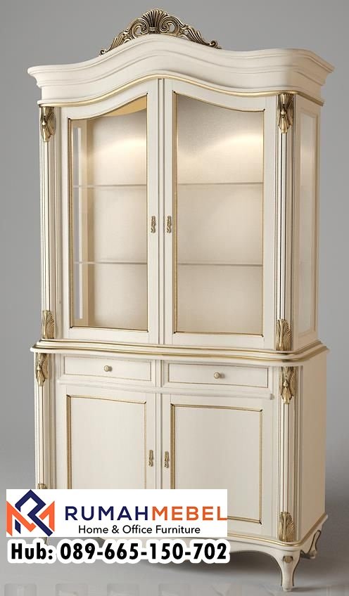 Lemari Hias Victorian Mewah List Emas