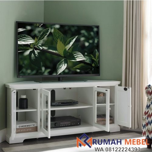 Rak TV Simple Modern Warna Putih Rumah Mebel