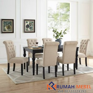 Set Meja Makan Mewah Evelin 6 Kursi
