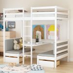 Tempat Tidur Susun Minimalis Coles dengan Laci dan Meja
