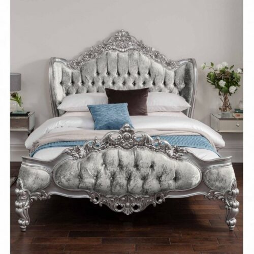 Tempat Tidur Unik Beludru Silver Tempat Tidur Unik Beludru Silver