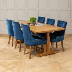 Meja Makan Jati 6 Kursi Blue Velvet Scoop
