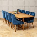 Meja Makan Jati 8 Kursi Blue Velvet Scoop