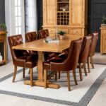 Meja Makan Jati Minimalis 6 Kursi Brown Faux