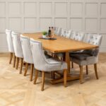 Meja Makan Jati Modern 8 Kursi Grey Scoop