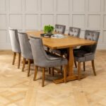 Meja Makan Kayu Jati 6 Kursi Grey Scoop