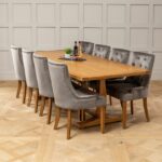 Meja Makan Kayu Jati 8 Kursi Grey Scoop