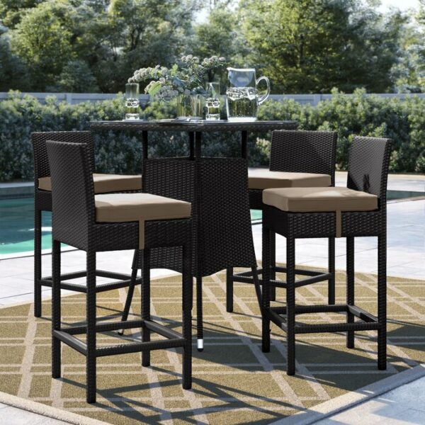 Set Meja Bar Rotan Modern Brentwood 4 Kursi
