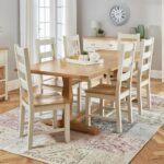 Set Meja Makan Minimalis 6 Kursi Cptswold Cream