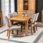 Set Meja Makan Modern 6 Kursi Natural Fabric