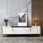 Meja TV Stainless White Gold