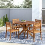 Set Meja Makan Kayu Kaylie Minimalis Outdoor