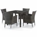 Set Meja Makan Outdoor Rotan Modern Sandra