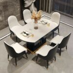 Meja Makan Modern Stainless Marmer