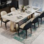 Meja Makan Modern Stainless With Marmer