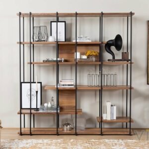 Rak Buku Besi Kayu Modern Cooper