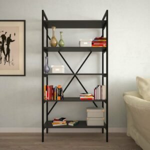 Rak Buku Besi Modern Siyah
