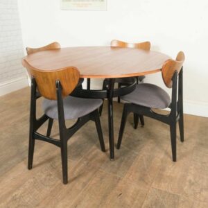 Set Meja Makan Kayu Jati Bundar Retro