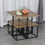 Kursi Meja Cafe Besi Minimalis Top Kayu Jati 1