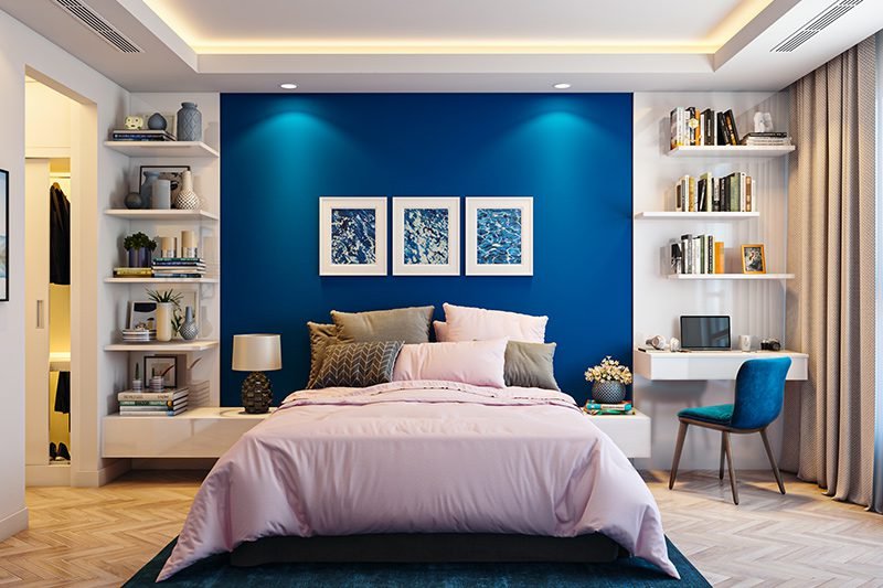 19 Kombinasi Warna Biru Untuk Dinding Kamar Tidur Lebih Mewah