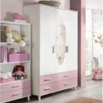Lemari Pakaian Anak Perempuan 3 Pintu Warna Pink