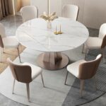 Meja Makan Bulat Marble 6 Kursi Mewah