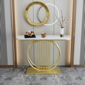Console Table Marmer Kaki Stainless Mewah