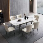 Meja Makan Marmer 6 Kursi Minimalis Modern