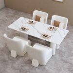 Meja Makan Mewah Modern Marmer 4 Kursi