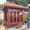 Gazebo Kayu Jati Full Kaca Atap Genteng Ukuran 2,5x3 Meter