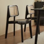 Kursi Cafe Kayu Mix Rotan Alami