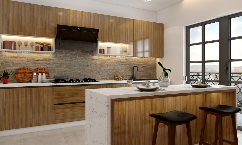 Kitchen Set Dapur Modular Dengan Tekstur Alami