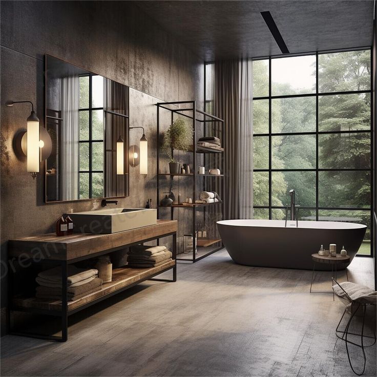 Kamar Mandi Industrial yang Elegan dengan Sentuhan Furniture Besi