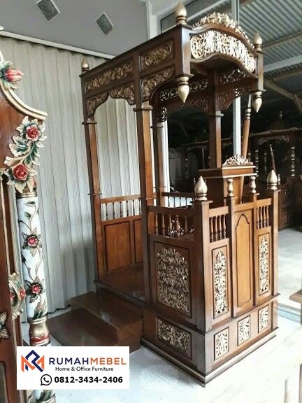 Mimbar Modern Ukiran Jepara Full Kayu Jati