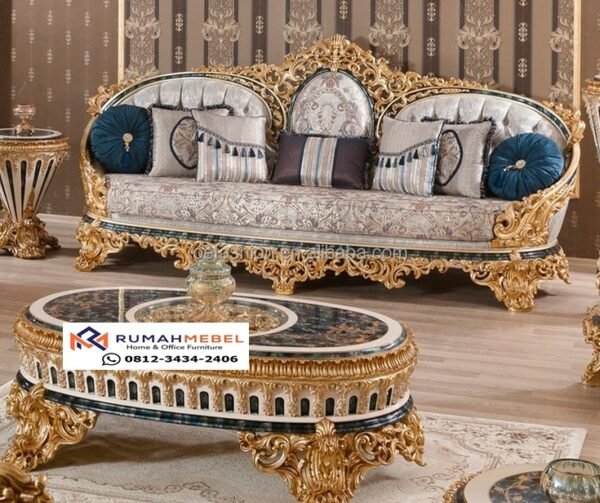 Sofa Ukir Klasik Tamu Mewah Kayu Jati TPK