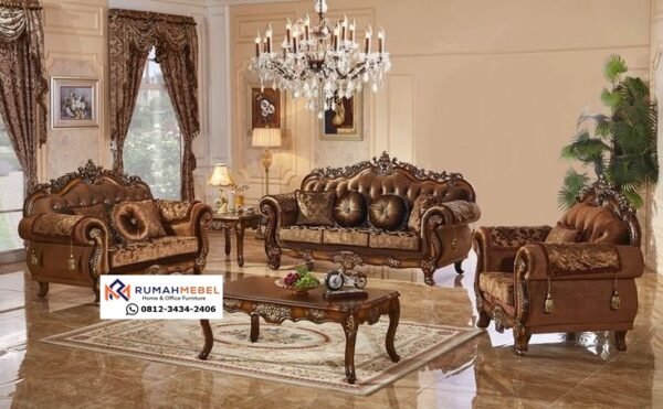 Sofa Tamu Royal Baroque Mewah Ukir Klasik Jepara