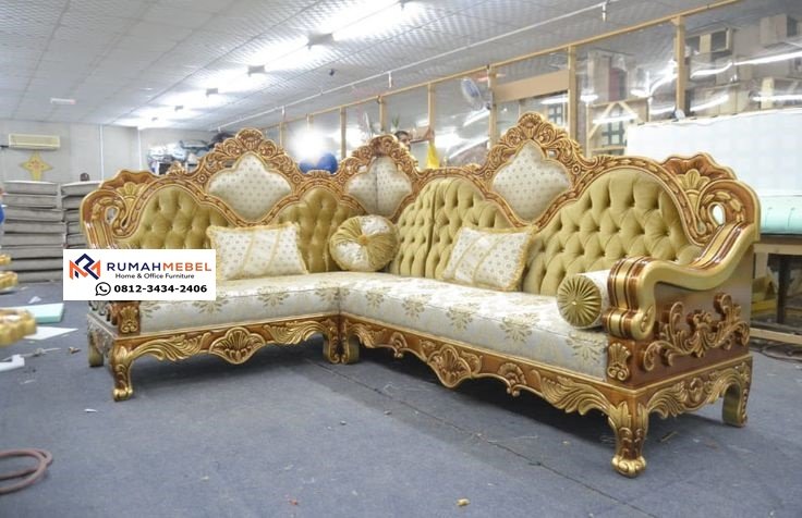 Sofa Sudut Ukir Jepara Mewah – Desain Klasik Premium