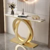 Meja Konsol Mewah Marmer Gold Modern – Sentuhan Elegan untuk Ruang Tamu dan Foyer