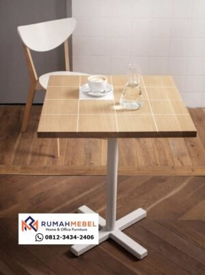 Meja Café Minimalis Modern Kombinasi Kayu dan Besi – Desain Elegan