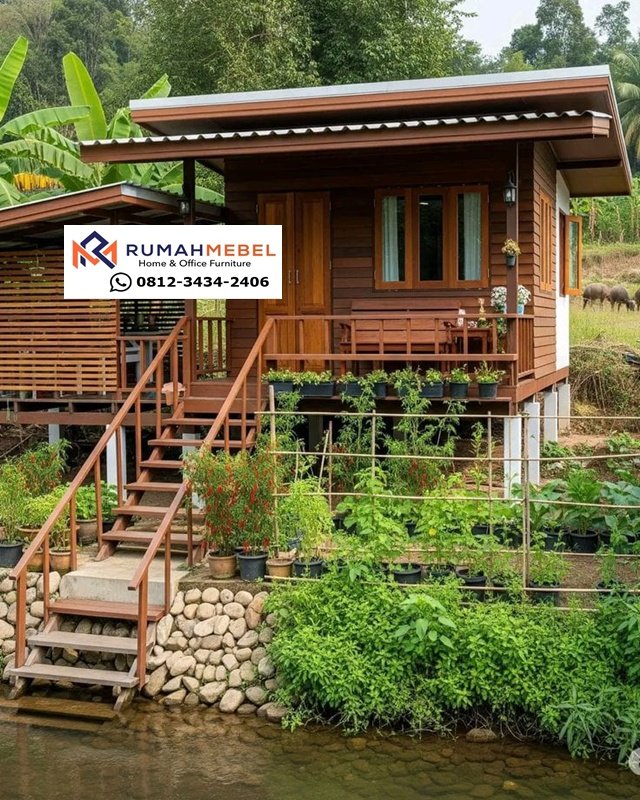 Rumah Panggung Kayu Jati 1 Lantai Modern