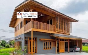 Rumah Panggung Kayu Jati Dua Lantai Modern