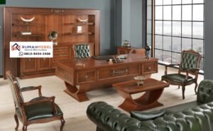 Meja Kantor Mewah Kayu Jati Klasik