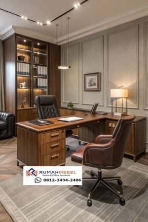 Meja Kantor Victoria Kayu Jati Modern