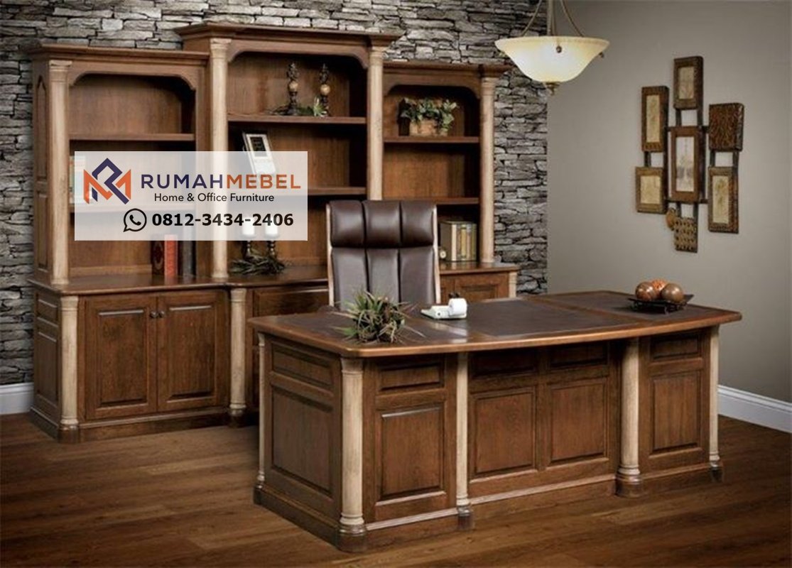Meja Kantor Style Eropa Modern Kayu Jati Klasik