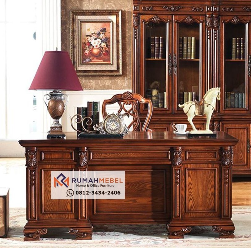 Meja Kantor Kayu Jati Klasik Modern