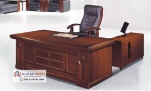 Meja Kerja Derektur Later L Modern Kayu Jati Jepara