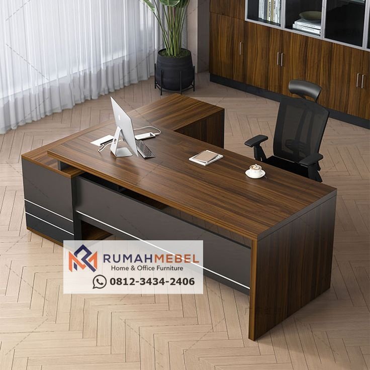 Set Meja Kantor Eksekutif L Mewah – Gaya Minimalis Premium