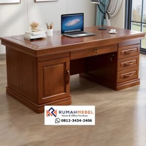 Meja Kerja Executive Full Kayu Jati Klasik Premium