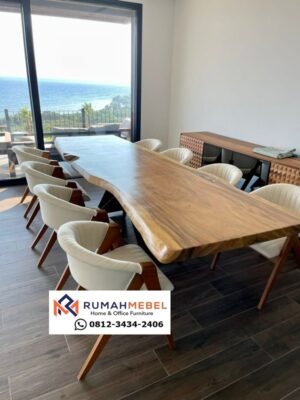Set Meja Makan Kayu Solid Trembesi Elegan