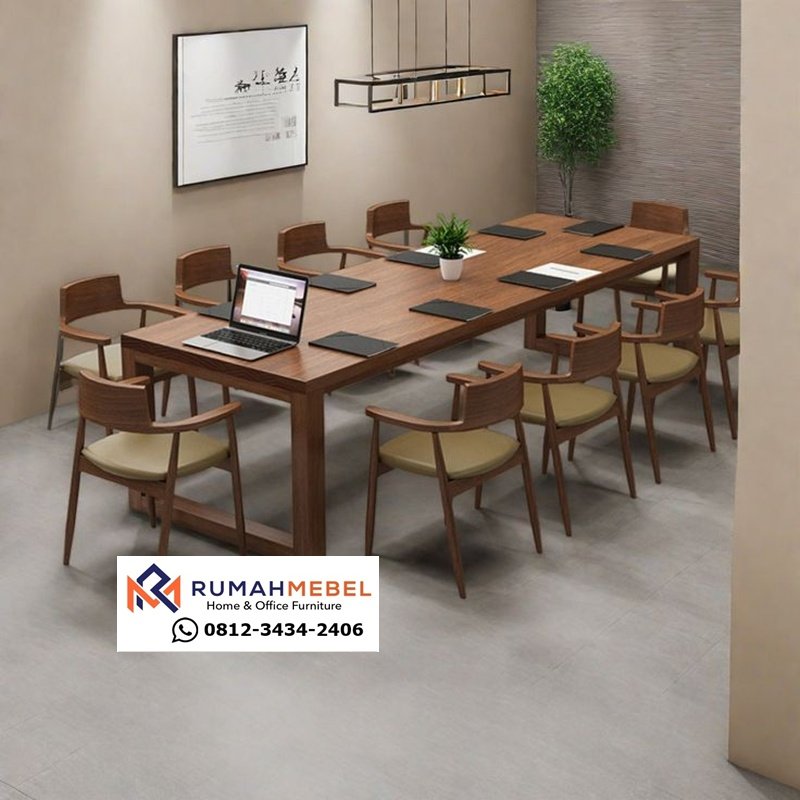 Set Meja Meeting Modern Jati Klasik Jepara
